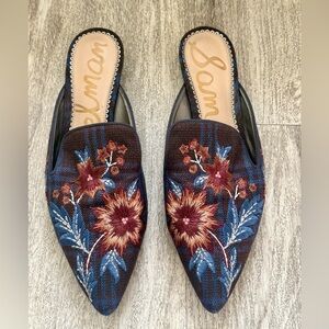 Sam Edelman Aven Embroidered Floral Mules | Size
9.5 | Pointed Toe Slip-On